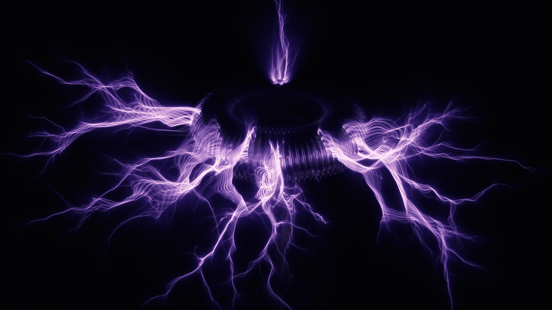Décharge spectaculaire de haute tension électrique générée par une bobine Tesla.